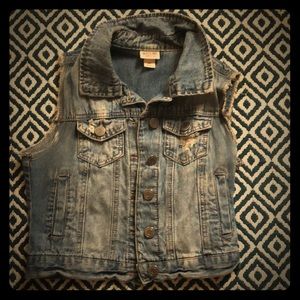 Target distressed denim vest